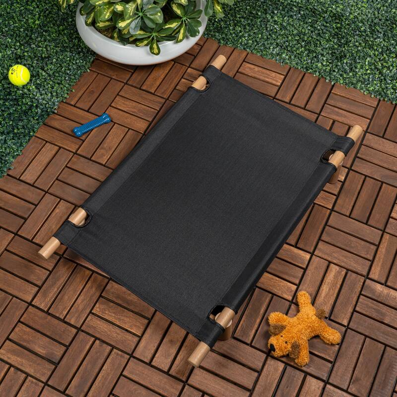 Chester Modern Minimalist Wood Frame Elevated Outdoor Dog Bed