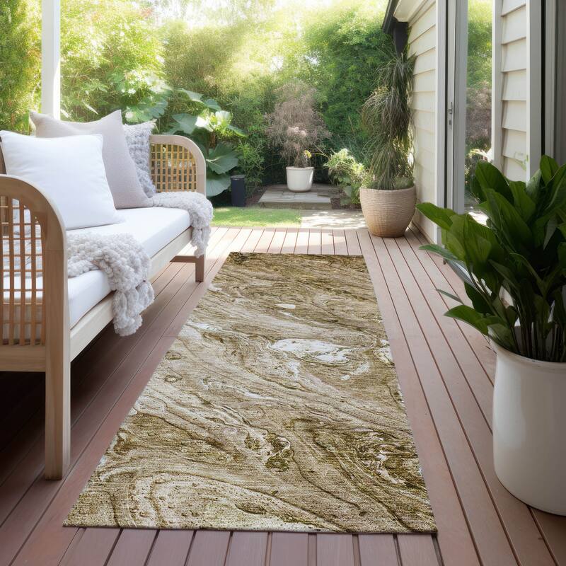 Machine Washable Indoor/ Outdoor Chantille Modern Abstract Rug