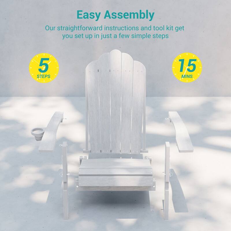 Foldable HDPE Adirondack Chair All-Weather W/ Cup Holder