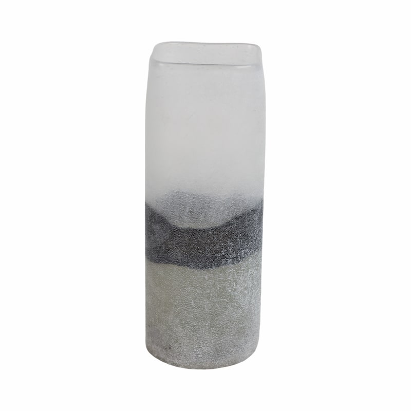 Glass Vase with Sleek Cylindrical Design and Frosted Modern Aesthetic