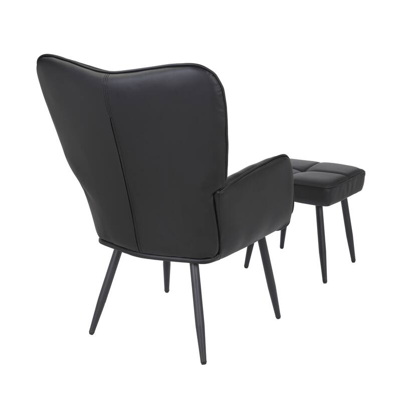 Maypex Upholstered Wing back Chair with Ottoman and Toss Pillow