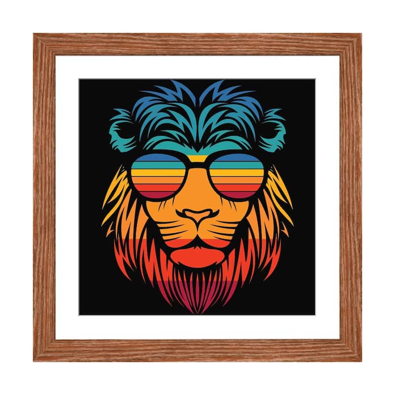 iCanvas "Lion In Sunglasses" by Art Mirano - Walnut - 24x24x1