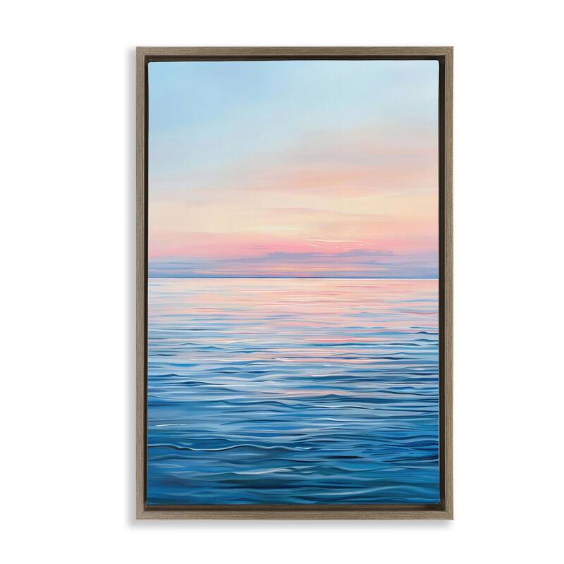 Stupell Sunrise over Ocean Gradient Framed Floater Canvas Wall Art Design By LSR Design Studio - 21 x 31 - Brown