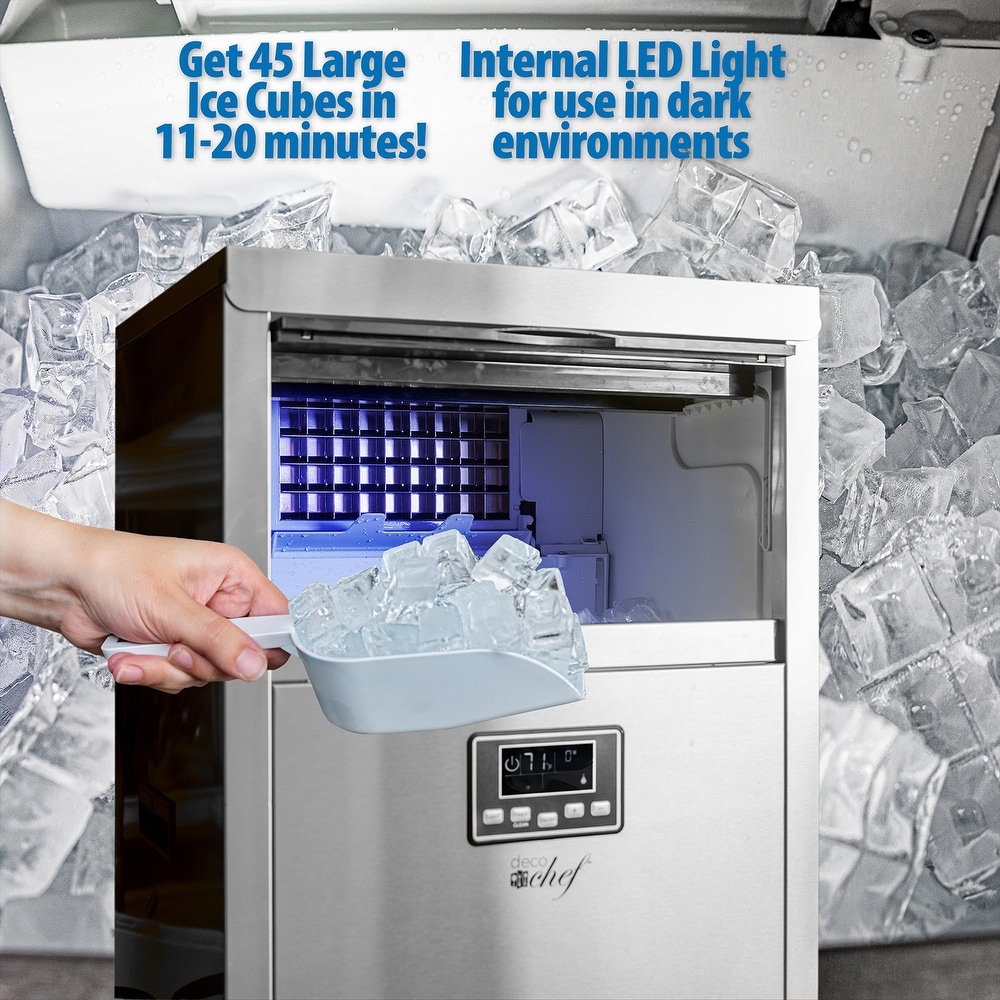 Save 12% on Deco Chef Commercial Ice Maker – 33lb Storage Capacity – Stainless Steel @ Overstock