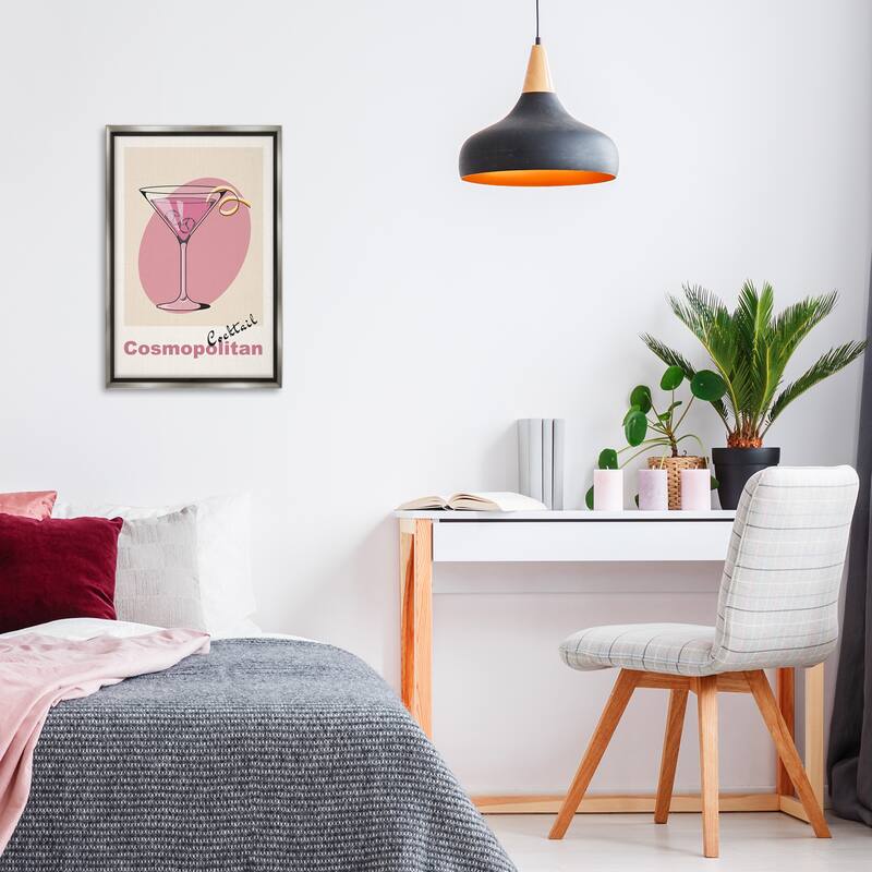 Stupell Vintage Cosmo Cocktail Framed Floater Canvas Wall Art Design By LSR Design Studio