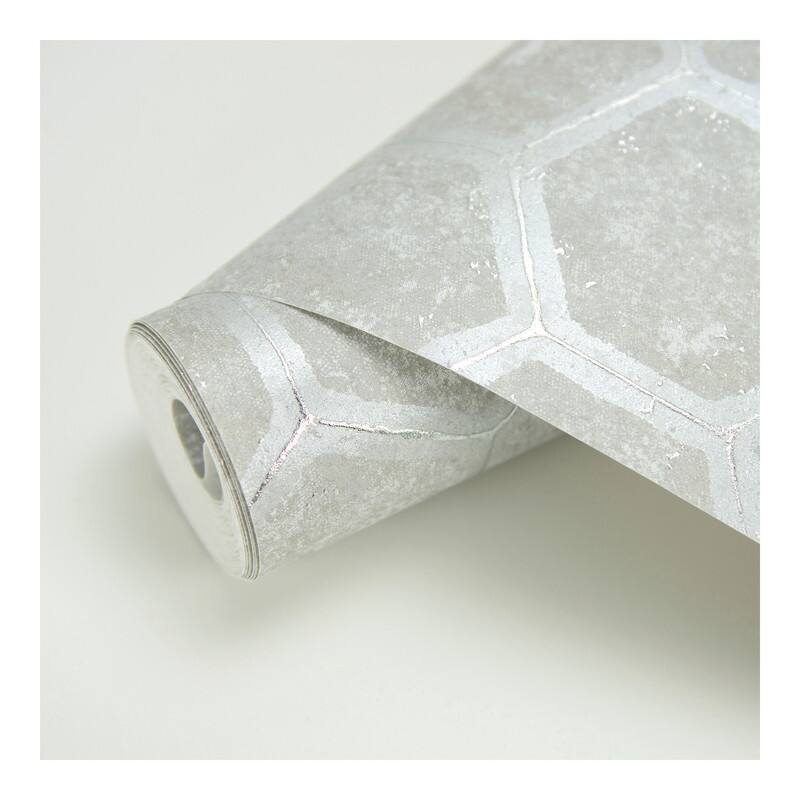 Brewster Starling Grey Honeycomb Wallpaper - 27.5 x 396 x 0.025