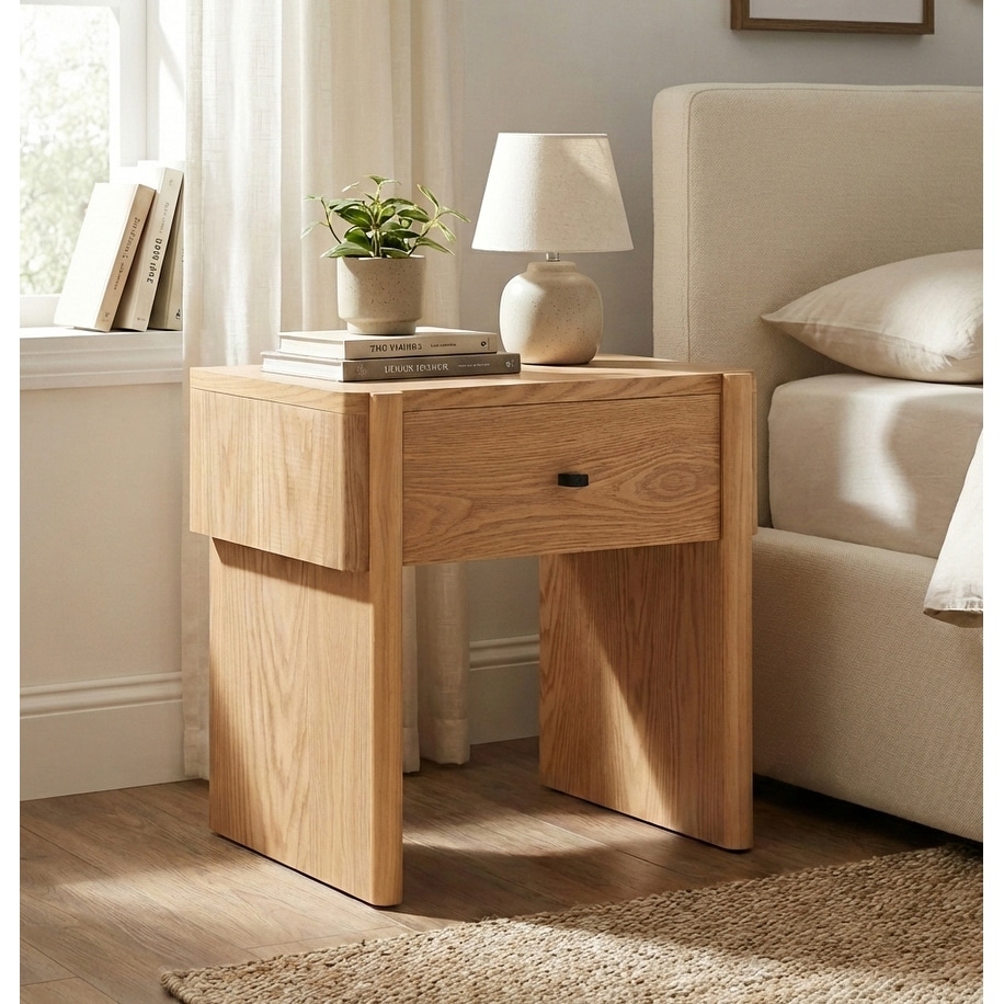 Christopher Knight Home - Modern Minimalist Wood Nightstand with Single Drawer