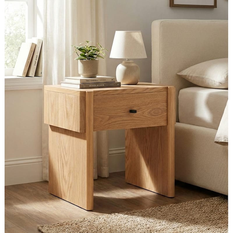 Christopher Knight Home - Modern Minimalist Wood Nightstand with Single Drawer - Natural