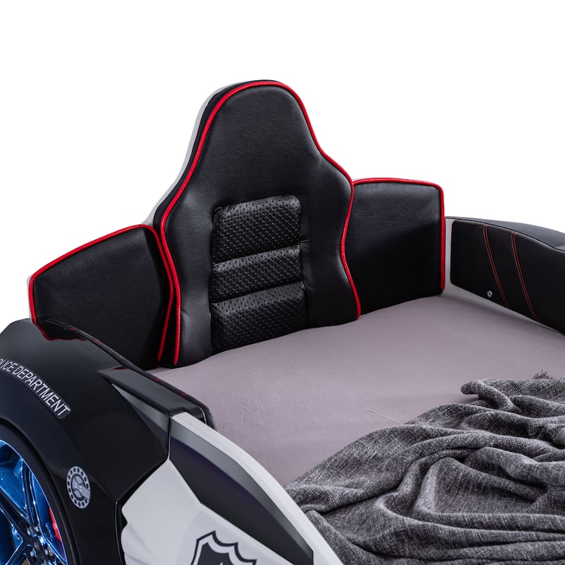 La Vetta Modern Twin Plastic Police Cruiser Kid Platform Bed with LED Lights and Handheld Remote by Furniture of America