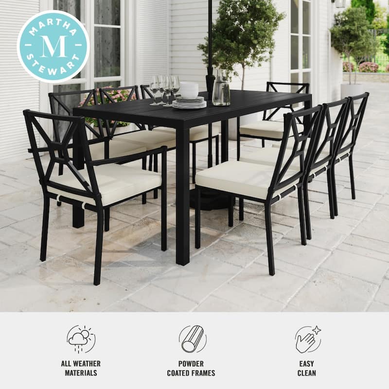 Martha Stewart 9-Piece All-Weather Steel Patio Dining Set - 72"D x 35.25"W x 30"H