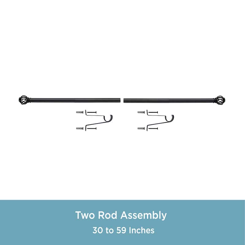 Kenney® Cage 1" Value Decorative Window Curtain Rod, 30-84", Black