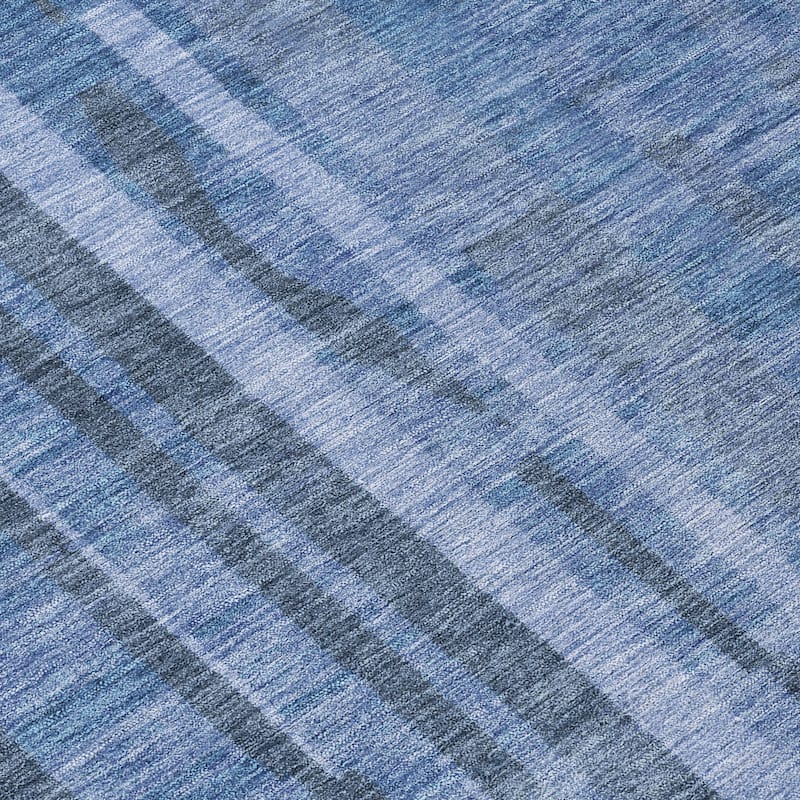 Machine Washable Indoor/ Outdoor Modern Stripes Chantille Rug