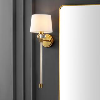 SAFAVIEH Lighting Gerlinde 9-inch Wall Sconce with Bulbs (Set of 2) - 8 In. W x 9 In. D x 26 In. H - Brass Gold - 8Wx9Dx26H