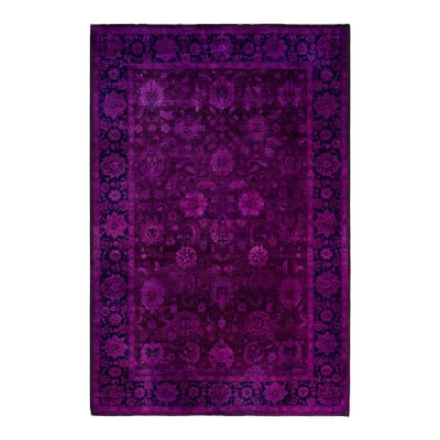 Fine Vibrance One-of-a-Kind Hand-Knotted Area Rug - Pink, 6' 2" x 9' 3" - 6' 2" x 9' 3"
