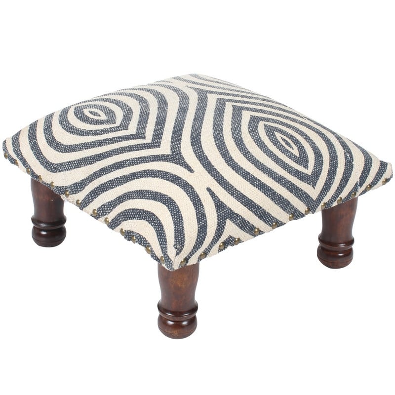 HERAT ORIENTAL Handmade Kilim Upholstered/Cushioned Wood Footstool