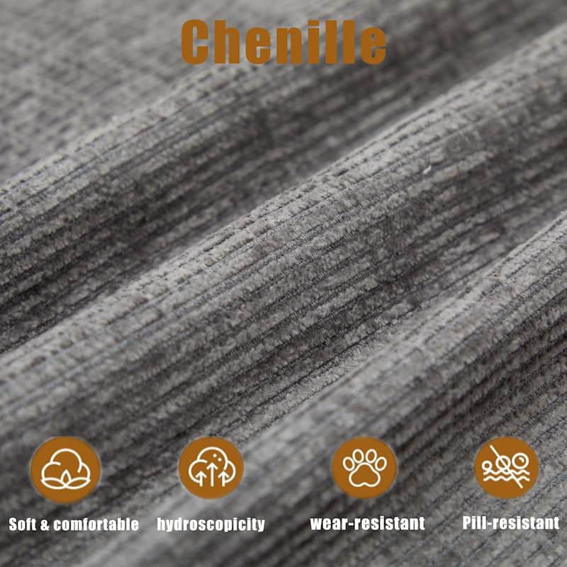 GDFStudio - Chenille L-Shaped Modular 5-Seater Sectional Sofa with Ottoman