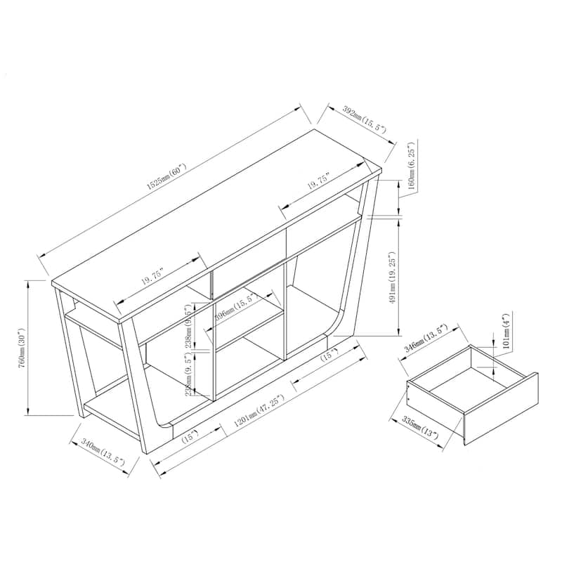 Dionte Modern 60-inch 6-Shelf 1-Drawer TV Console by Furniture of America