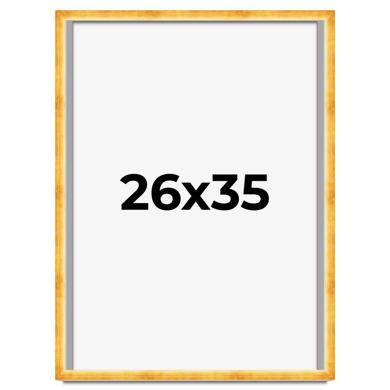 26x35 Shadow Box Frame Gold | 1.625 Inches Deep Real Wood Traditional