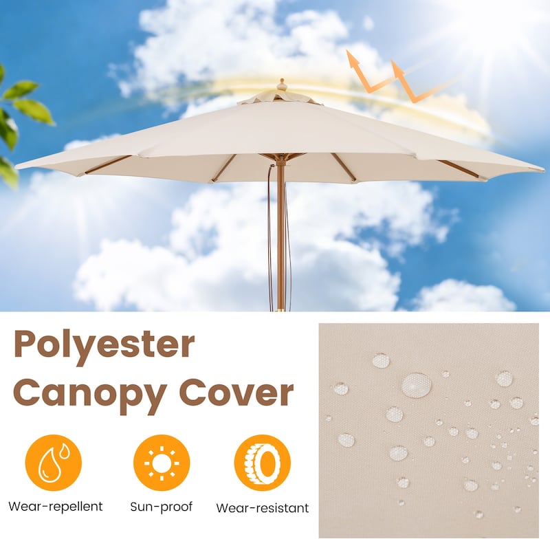 Gymax 9 FT Patio Umbrella w/Adjustable Height Rope Pulley Lift Vented