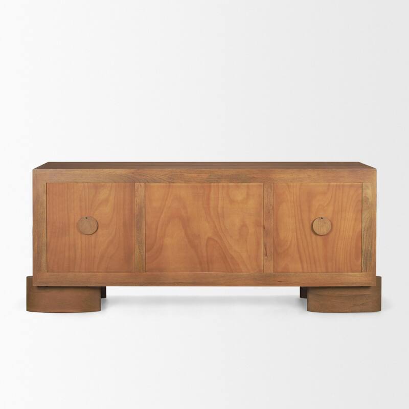 Jonan Brown Wood w/ Dark Aged Brass 2 Door 3 Drawer Sideboard