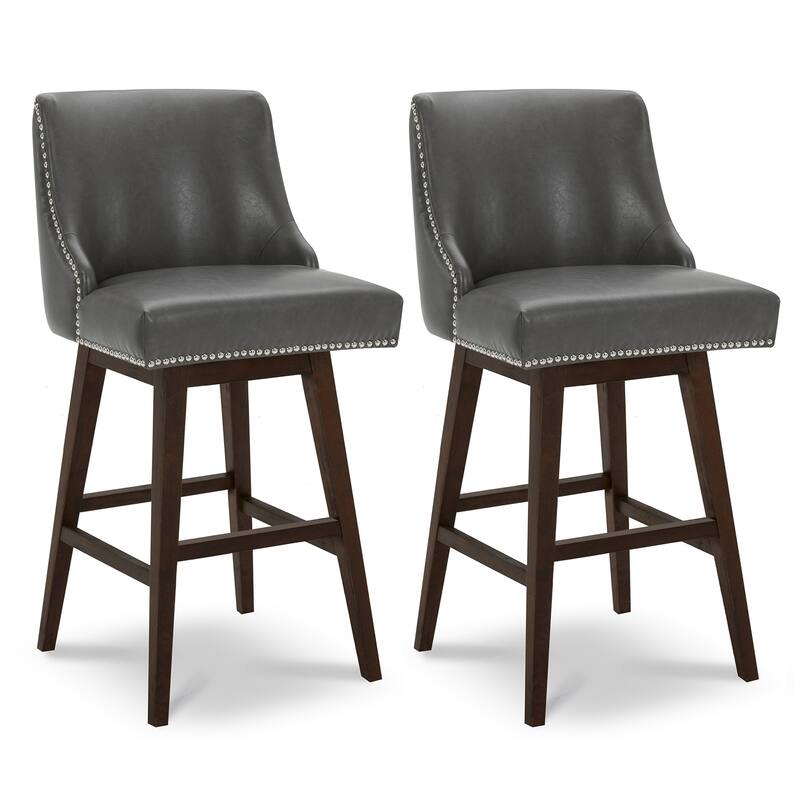 Spruce & Spring Oliver Counter Height Swivel Barstool Set - Set of 2 - Retro Grey - Bar Height