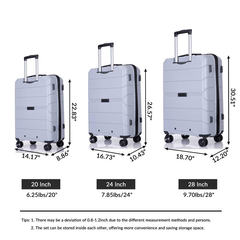 Merax 3 Piece High Quality Luggage Set, Hardshell Lightweight Durable Suitcase with TSA Lock and Spinner Wheels