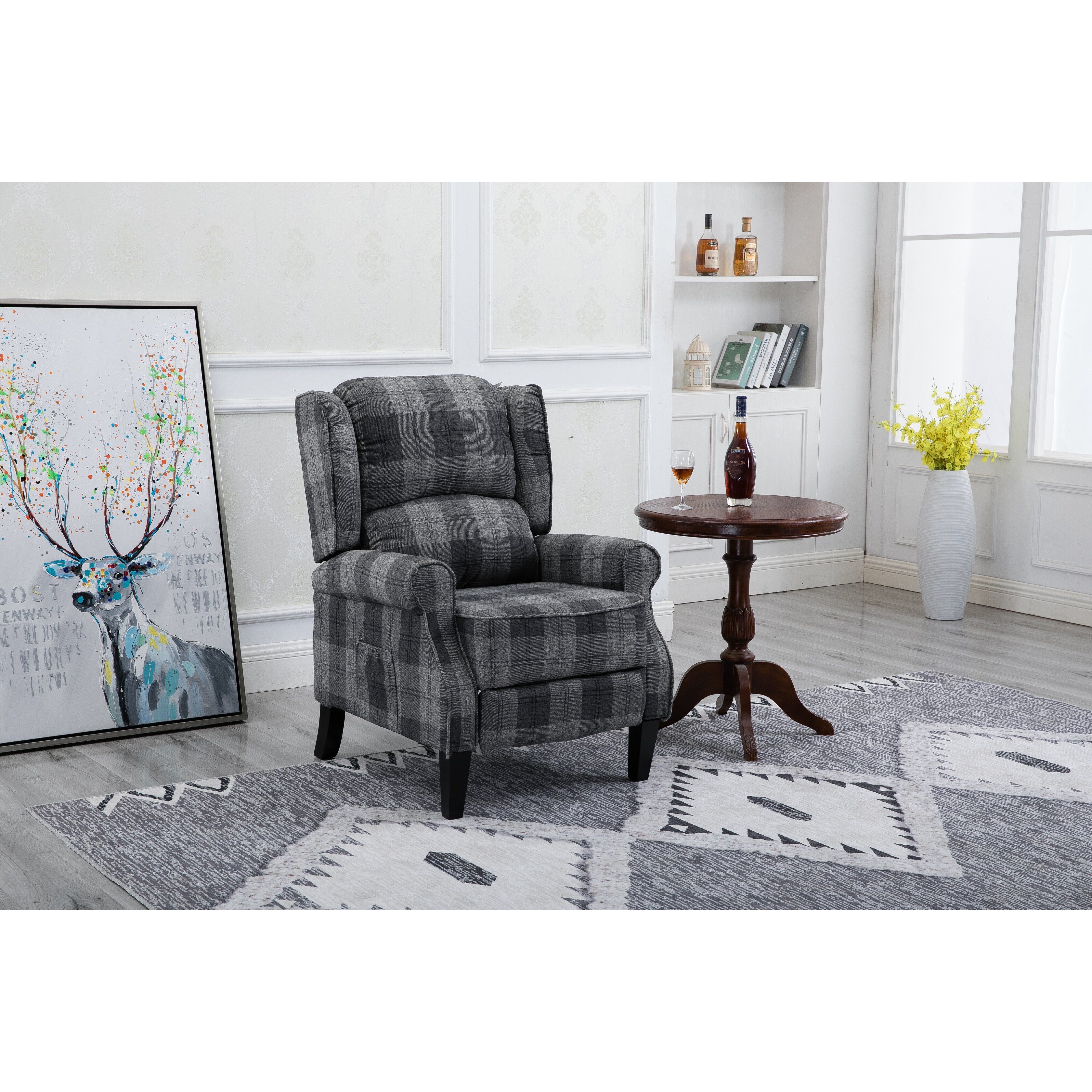 Grey check deals recliner chair