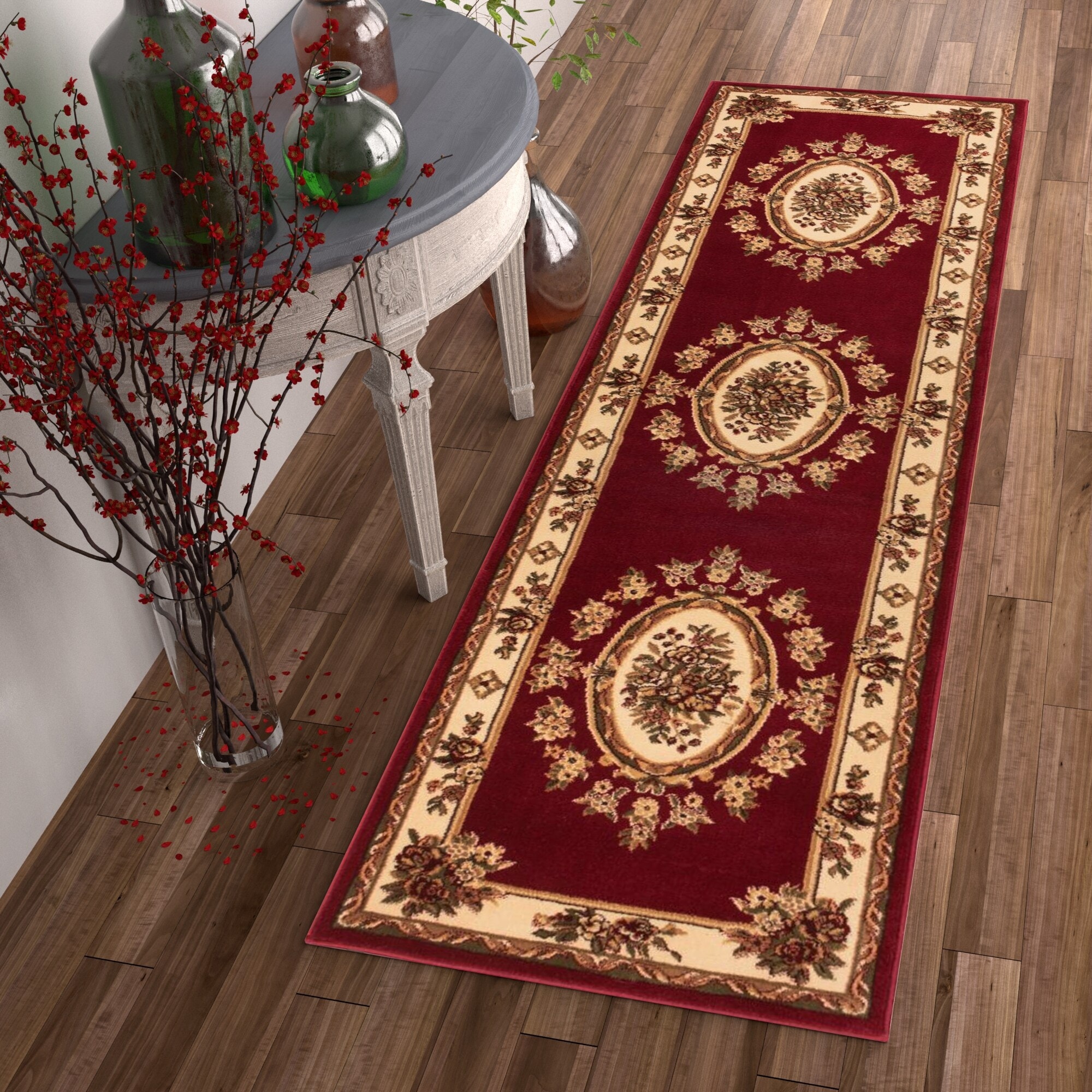 Well Woven Agra Traditional Aubusson Floral Runner Rug - 2'3" x 7'3"