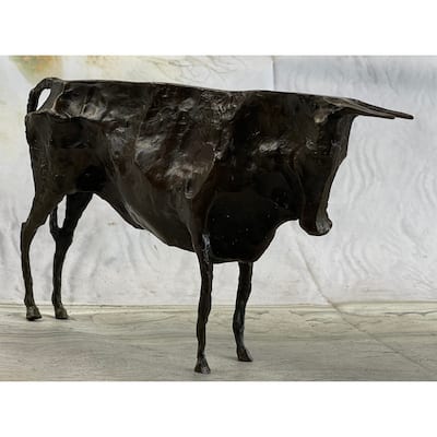 Pico Bronze Bull Sculpture Figurine Abstract Cubism Figurine Figure Art 6 Inches X 10 Inches