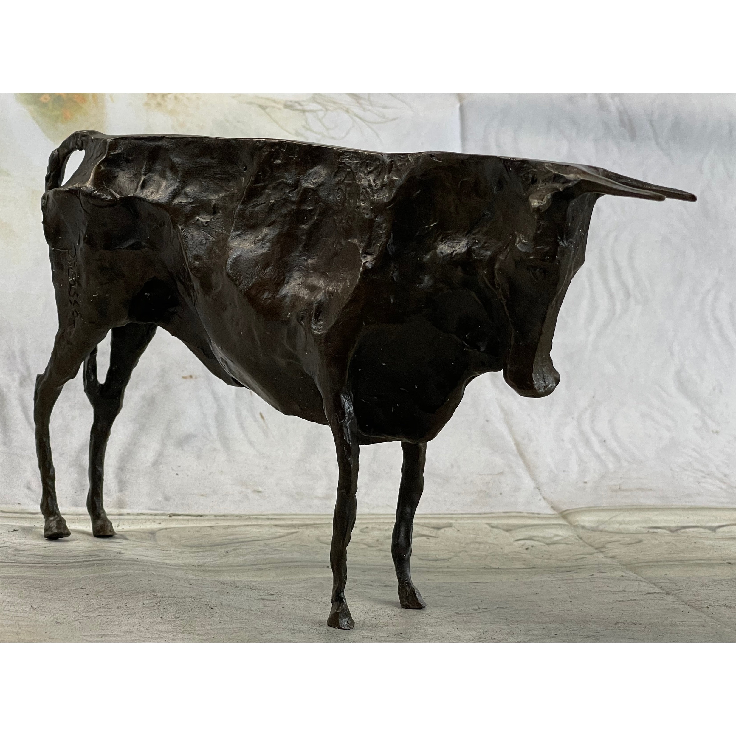 Pico Bronze Bull Sculpture Figurine Abstract Cubism Figurine Figure Art 6 Inches X 10 Inches