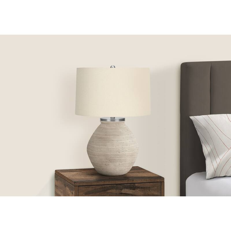Lighting, 25"h, Table Lamp, Cream Concrete, Beige Shade, Contemporary