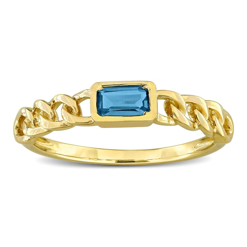 Miadora Octagon Gemstone Engagement Link Ring in 14k Yellow Gold