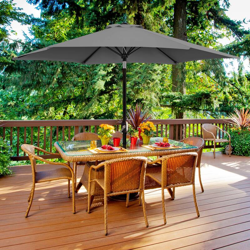 Yaheetech 9ft Patio Umbrella 8 Ribs with Push Button Tilt and Crank