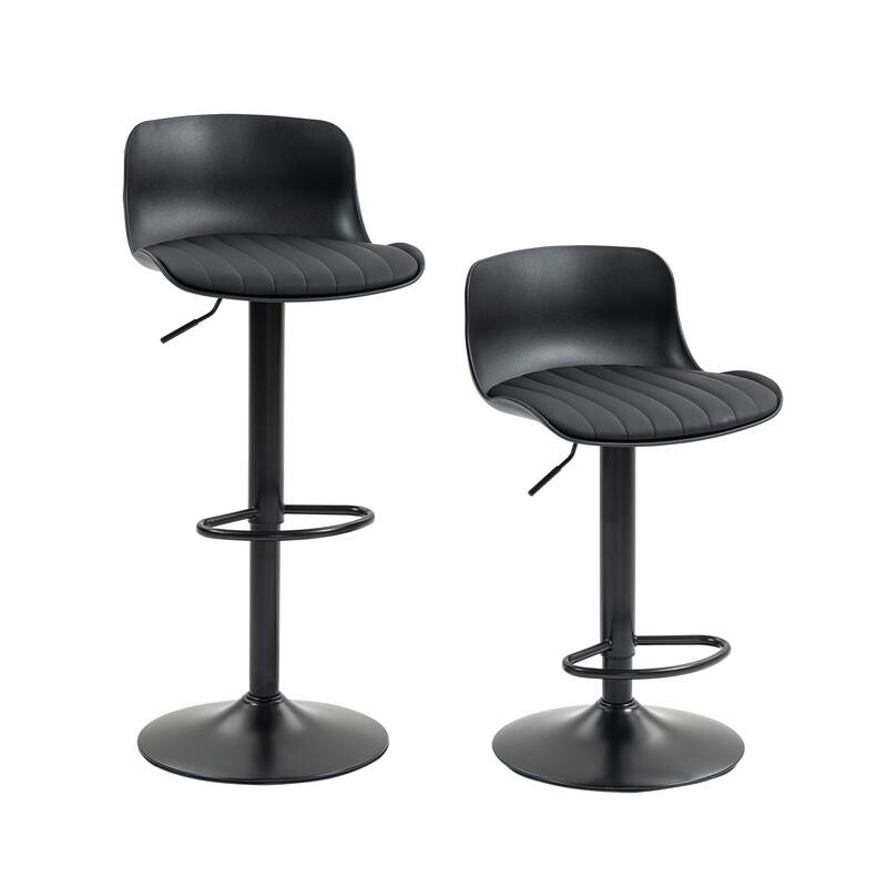 Bar Stools Set of 2 - Modern PU Leather Counter Height Barstools with Back, Height Adjustable Swivel Kitchen Island Chairs