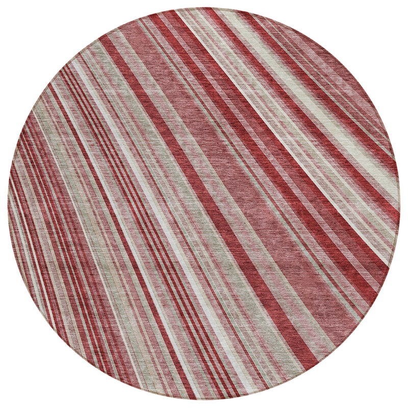 Machine Washable Indoor/ Outdoor Stripe Wave Chantille Rug