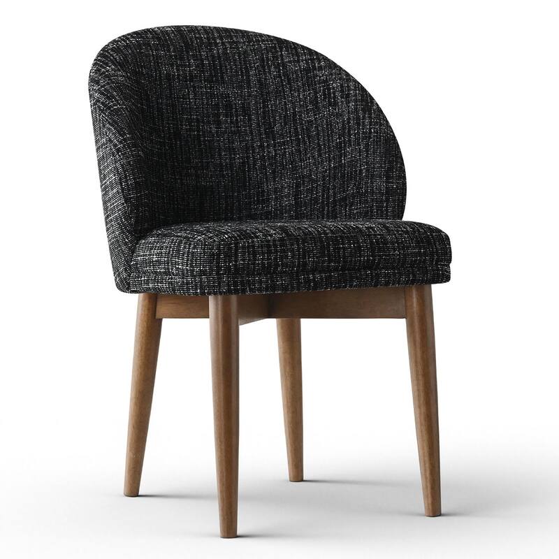 Upholstered Barrel Dining Chair With Walnut Legs (Set of 2)