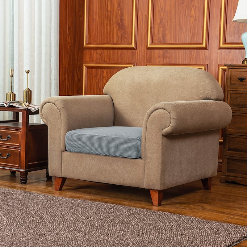 Subrtex Stretch Armchair Cushion Cover Textured Grid Furniture Covers - Light Gray