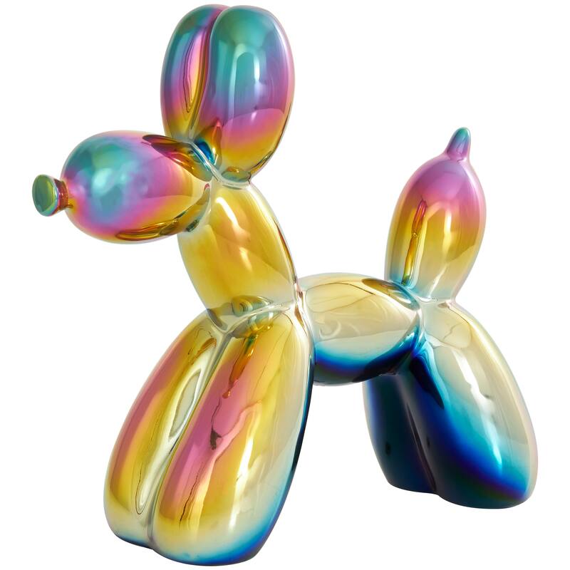Gold Porcelain Ceramic Balloon Dog Sculpture (Set of 2) - Gold, Silver, White, Black, Multi Colored