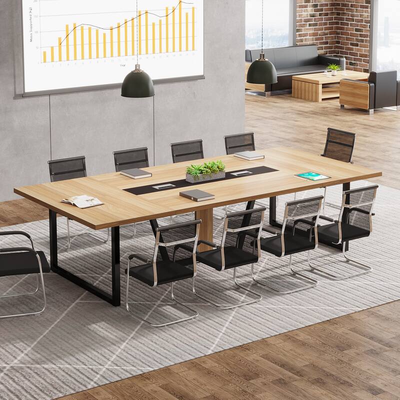 8FT Conference Table, Large Meeting Table for 10 People, Easy Assembly
