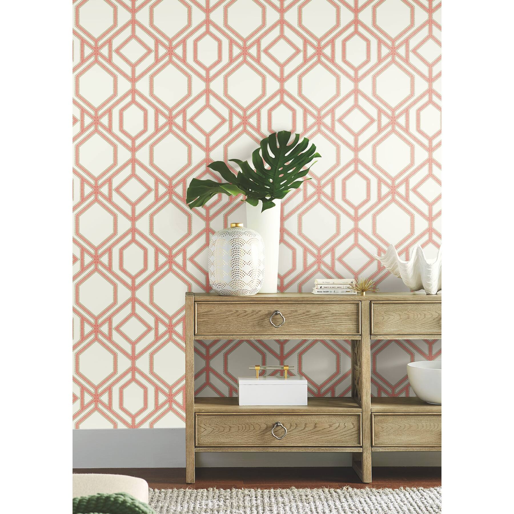 York Wallcoverings Sawgrass Trellis Coral Wallpaper Bed Bath & Beyond 39953608