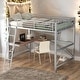 preview thumbnail 1 of 10, Full Size Loft Bed with Desk and Shelf, Sturdy Metal & MDF Frame Silver