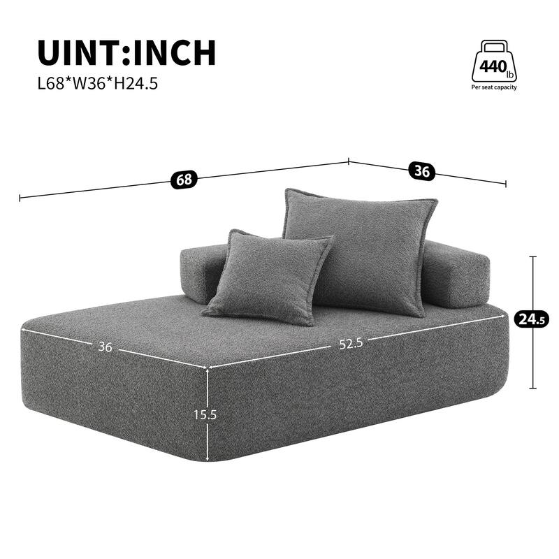 Boucle Fabric Frame for Oversized U-Shaped Sofa, Convertible Sofa Bed