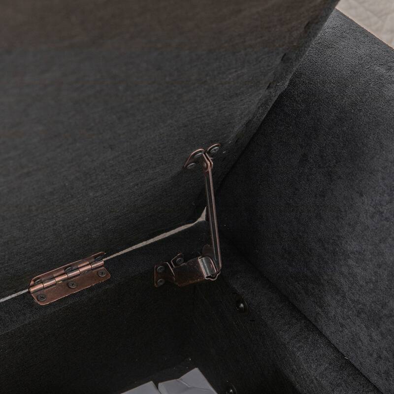 Modern Upholstered Storage Bench With Double Lids