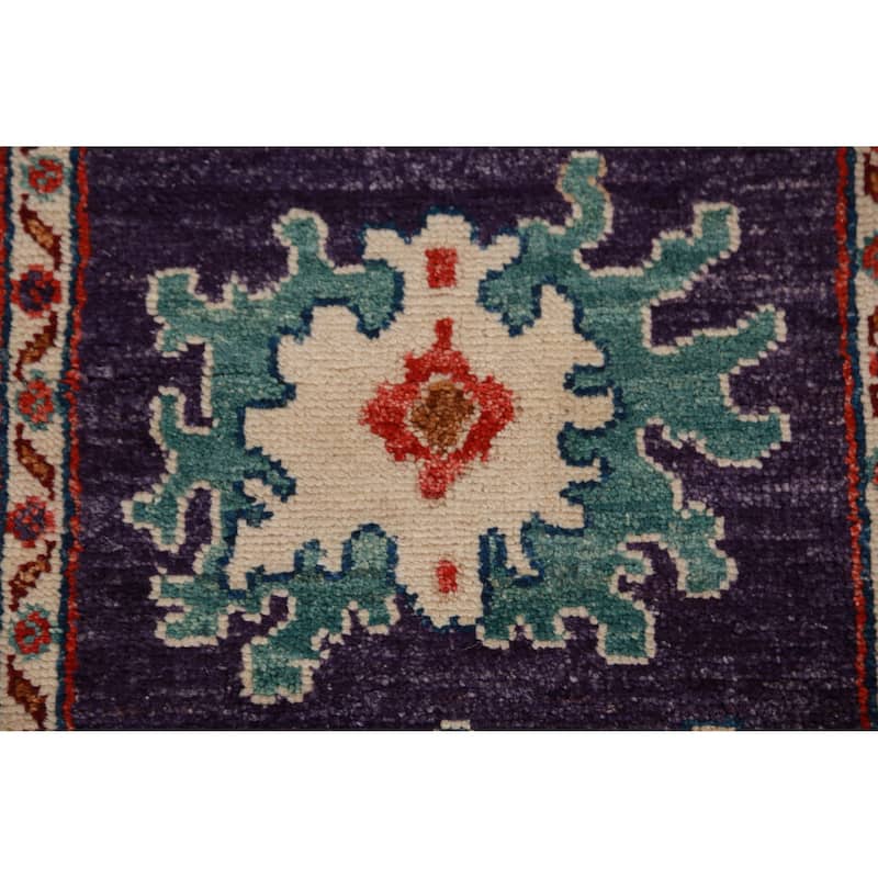 Hand Knotted Oriental 100% Wool Carpet Transitional Floral Purples Oushak Runner Rug - 9' 11'' X 2' 8''