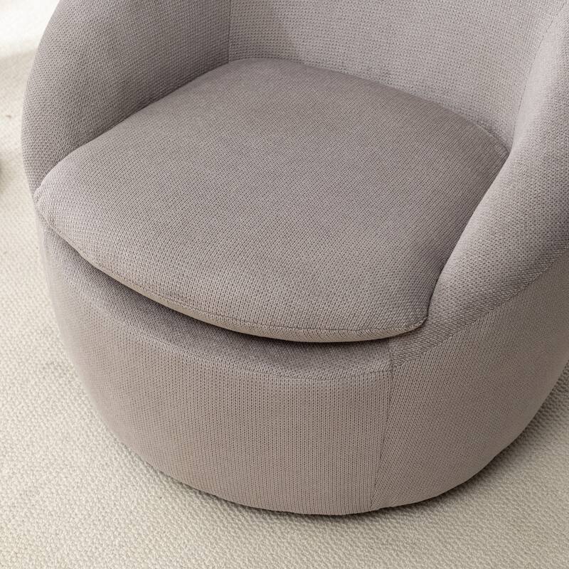 Round Armchair Office Chair Accent Chair with Plush Seat Cushion, Swivel Barrel Chair Single Lounge Sofa