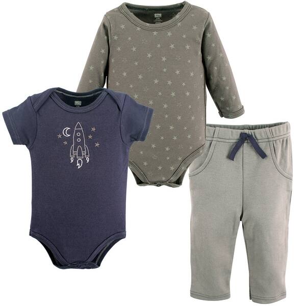slide 1 of 1, Hudson Baby Infant Boy Cotton Bodysuit and Pant Set, Rocket 0-3 Months - Rocket
