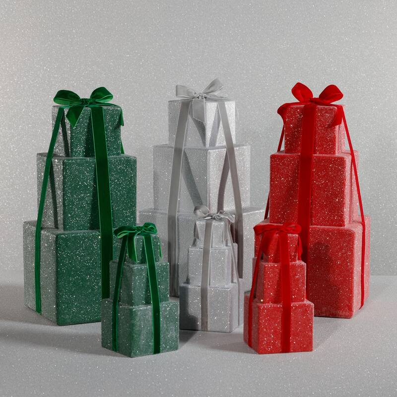 Stacked Presents Holiday Decorative Resin Figurine, 8.5" Tall