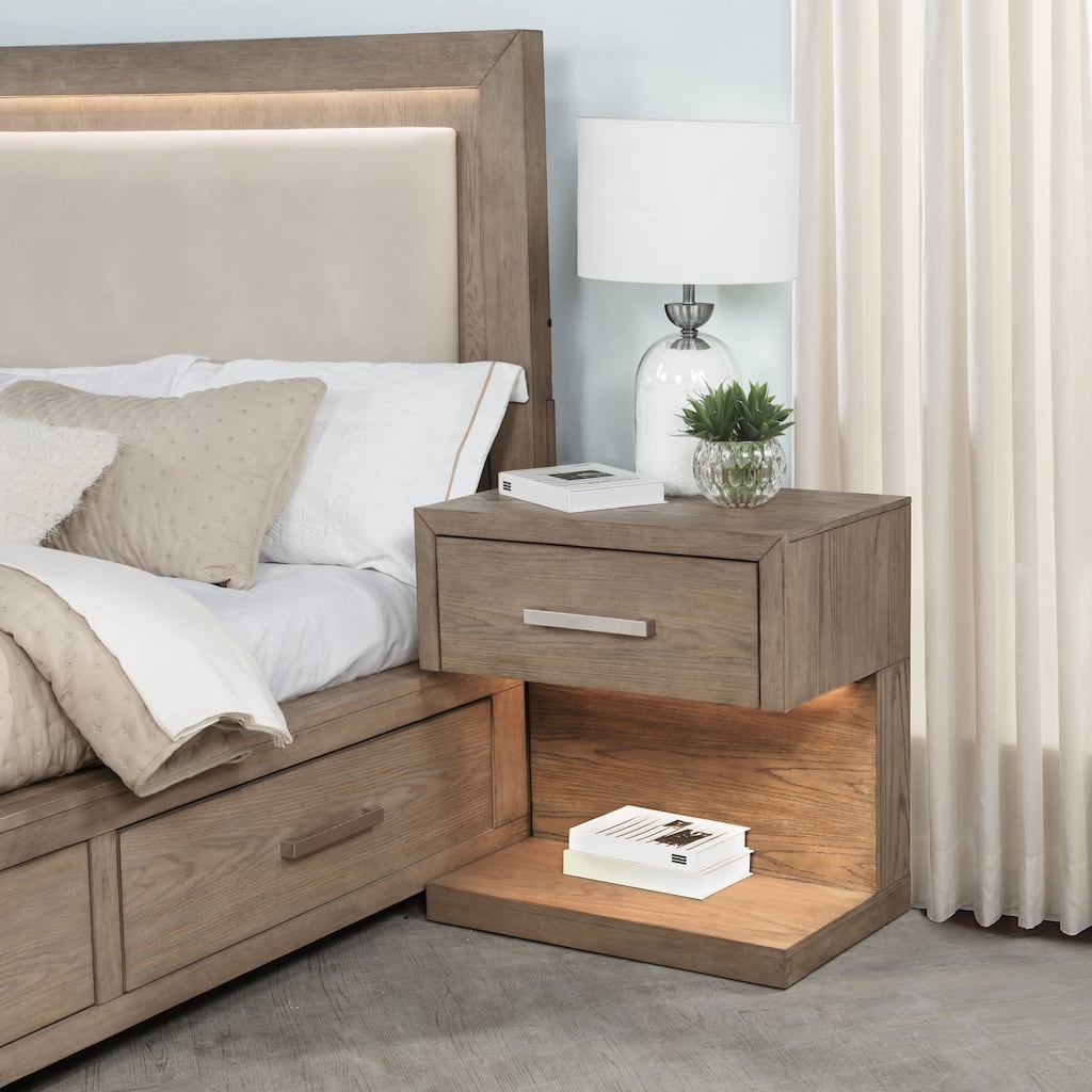 Gibbons Barley Brown 1-drawer Nightstand Bedside Table