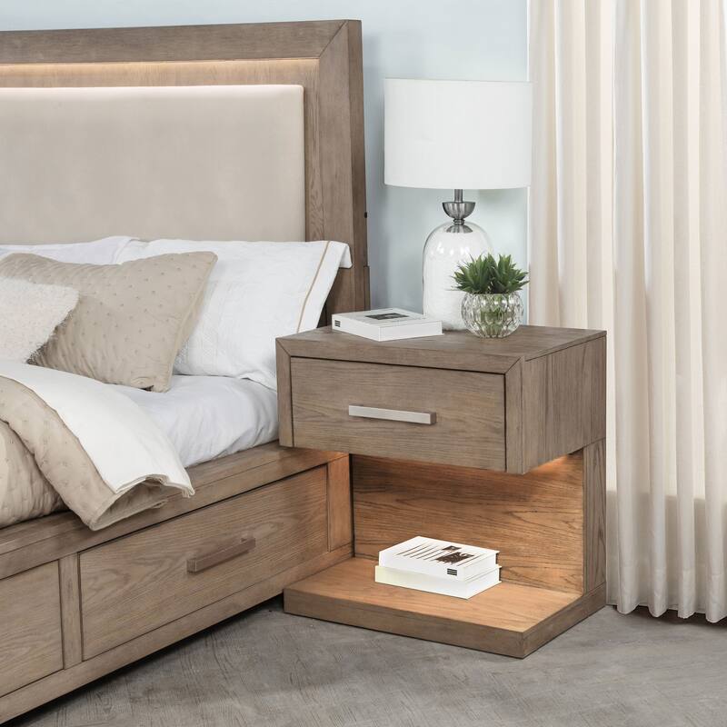 Gibbons Barley Brown 1-drawer Nightstand Bedside Table