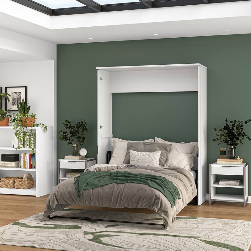 Bestar Lumina 68W Queen Murphy Bed for Multipurpose Space - White